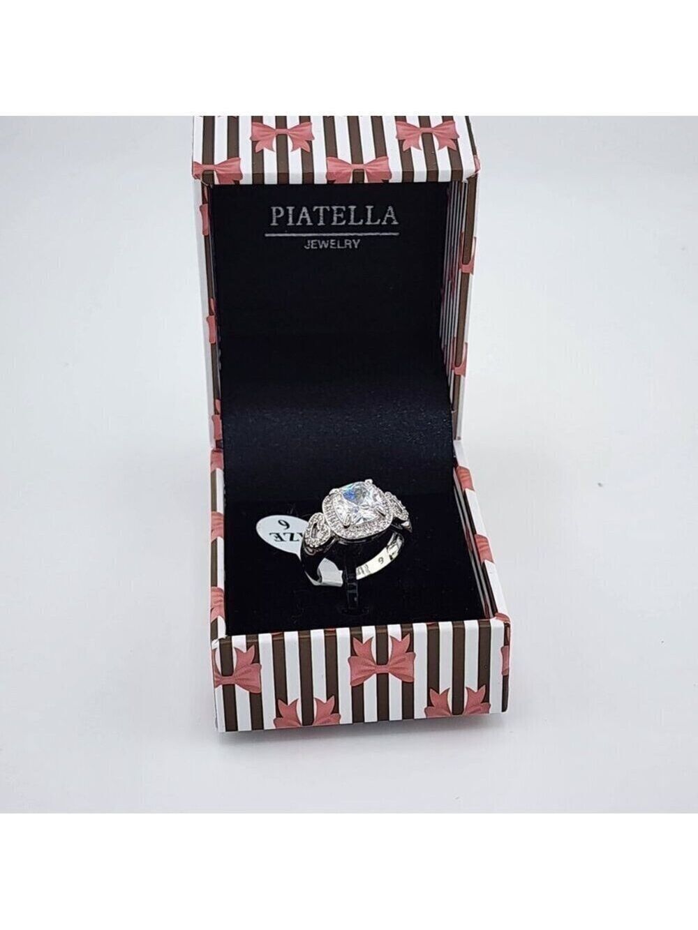 Brand New Square Gemstone Double Heart design Ring - Picture 4 of 5